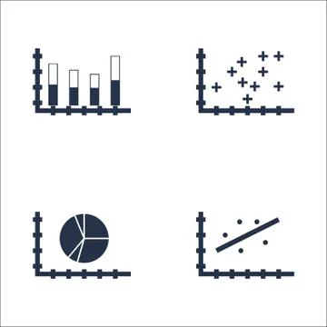 Set Of Graphs, Diagrams And Statistics Icons. Premium Quality Symbol Collecti Stock Illustration