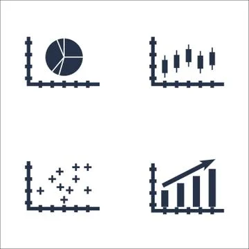 Set Of Graphs, Diagrams And Statistics Icons. Premium Quality Symbol Collecti Stock Illustration
