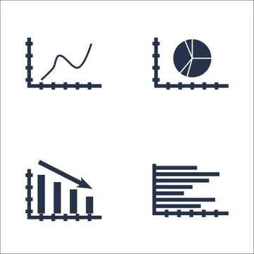 Set Of Graphs, Diagrams And Statistics Icons. Premium Quality Symbol Collecti Stock Illustration