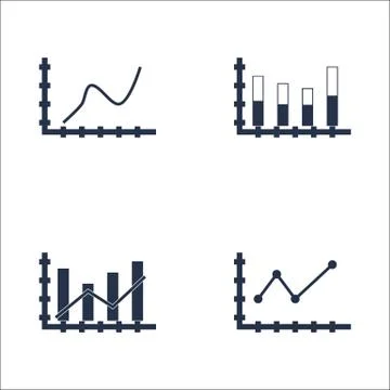 Set Of Graphs, Diagrams And Statistics Icons. Premium Quality Symbol Collecti Stock Illustration