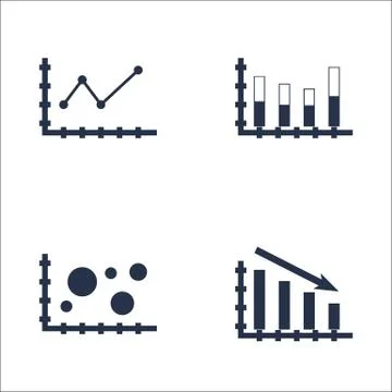 Set Of Graphs, Diagrams And Statistics Icons. Premium Quality Symbol Collecti Stock Illustration