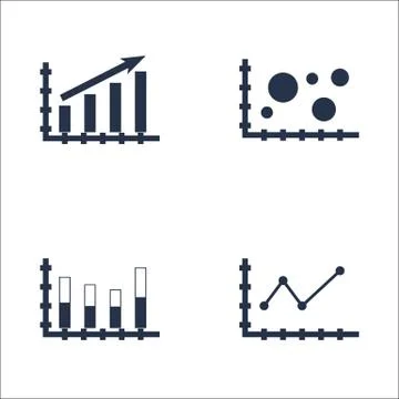 Set Of Graphs, Diagrams And Statistics Icons. Premium Quality Symbol Collecti Stock Illustration