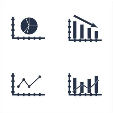 Set Of Graphs, Diagrams And Statistics Icons. Premium Quality Symbol Collecti Stock Illustration