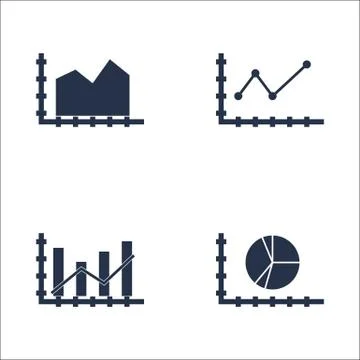 Set Of Graphs, Diagrams And Statistics Icons. Premium Quality Symbol Collecti Stock Illustration