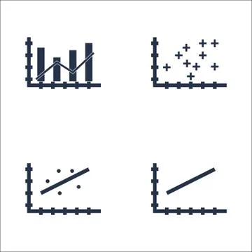 Set Of Graphs, Diagrams And Statistics Icons. Premium Quality Symbol Collecti Illustrazione stock