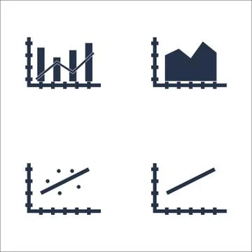Set Of Graphs, Diagrams And Statistics Icons. Premium Quality Symbol Collecti Stock Illustration
