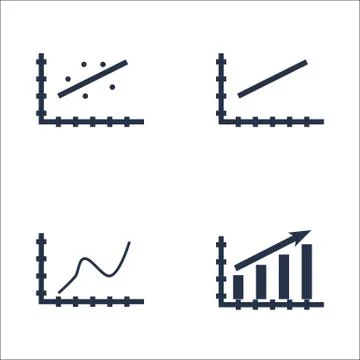 Set Of Graphs, Diagrams And Statistics Icons. Premium Quality Symbol Collecti Stock Illustration