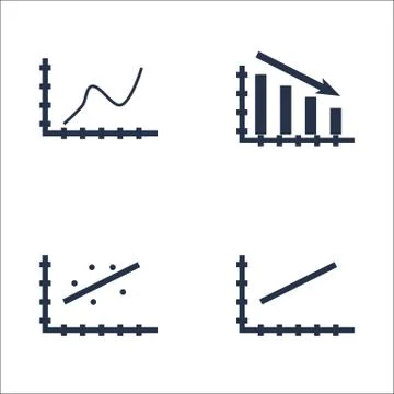 Set Of Graphs, Diagrams And Statistics Icons. Premium Quality Symbol Collecti Stock Illustration