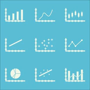 Set Of Graphs, Diagrams And Statistics Icons. Premium Quality Symbol Collecti Stock Illustration
