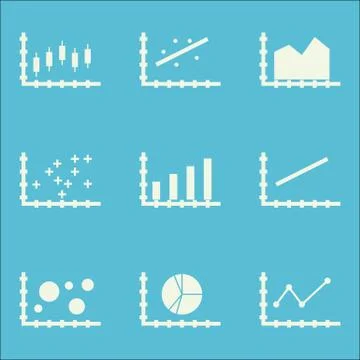 Set Of Graphs, Diagrams And Statistics Icons. Premium Quality Symbol Collecti Stock Illustration