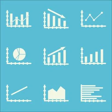 Set Of Graphs, Diagrams And Statistics Icons. Premium Quality Symbol Collecti Illustrazione stock