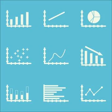 Set Of Graphs, Diagrams And Statistics Icons. Premium Quality Symbol Collecti Stock Illustration