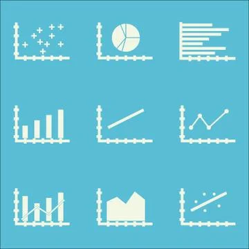 Set Of Graphs, Diagrams And Statistics Icons. Premium Quality Symbol Collecti Stock Illustration