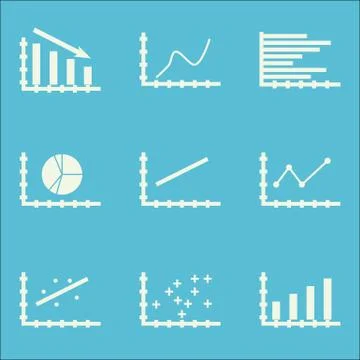 Set Of Graphs, Diagrams And Statistics Icons. Premium Quality Symbol Collecti Stock Illustration