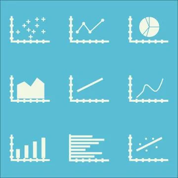 Set Of Graphs, Diagrams And Statistics Icons. Premium Quality Symbol Collecti Stock Illustration