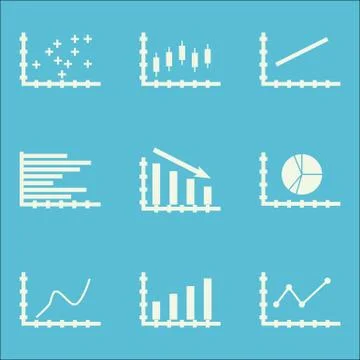 Set Of Graphs, Diagrams And Statistics Icons. Premium Quality Symbol Collecti Stock Illustration
