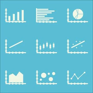Set Of Graphs, Diagrams And Statistics Icons. Premium Quality Symbol Collecti Stock Illustration