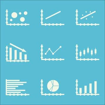 Set Of Graphs, Diagrams And Statistics Icons. Premium Quality Symbol Collecti Stock Illustration