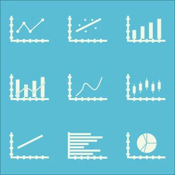 Set Of Graphs, Diagrams And Statistics Icons. Premium Quality Symbol Collecti Stock Illustration