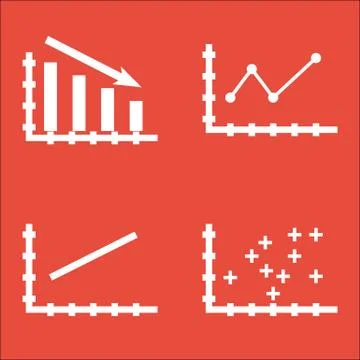 Set Of Graphs, Diagrams And Statistics Icons. Premium Quality Symbol Collecti Stock Illustration