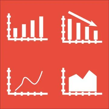 Set Of Graphs, Diagrams And Statistics Icons. Premium Quality Symbol Collecti Stock Illustration
