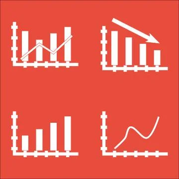 Set Of Graphs, Diagrams And Statistics Icons. Premium Quality Symbol Collecti Illustrazione stock