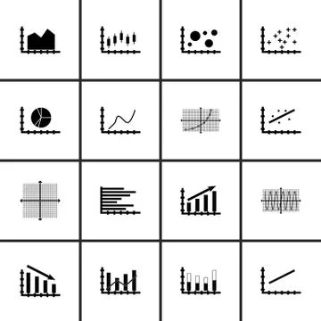 Set Of Graphs, Diagrams And Statistics Icons. Premium Quality Symbol Collecti Illustrazione stock