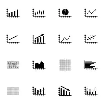Set Of Graphs, Diagrams And Statistics Icons. Premium Quality Symbol Collecti Stock Illustration