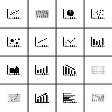 Set Of Graphs, Diagrams And Statistics Icons. Premium Quality Symbol Collecti Stock Illustration
