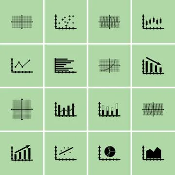 Set Of Graphs, Diagrams And Statistics Icons. Premium Quality Symbol Collecti Illustrazione stock