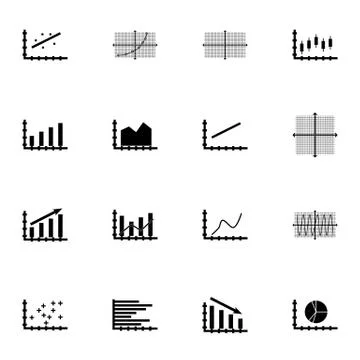 Set Of Graphs, Diagrams And Statistics Icons. Premium Quality Symbol Collecti Stock Illustration