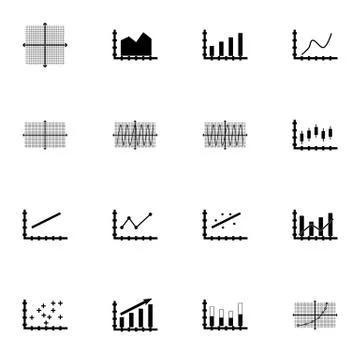 Set Of Graphs, Diagrams And Statistics Icons. Premium Quality Symbol Collecti Stock Illustration