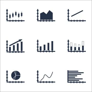 Set Of Graphs, Diagrams And Statistics Icons. Premium Quality Symbol Collecti Stock Illustration