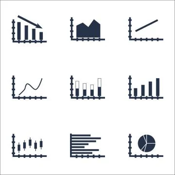Set Of Graphs, Diagrams And Statistics Icons. Premium Quality Symbol Collecti Stock Illustration