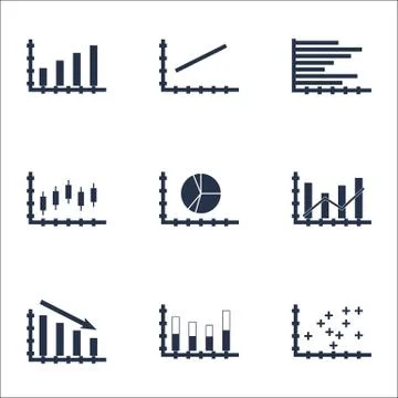 Set Of Graphs, Diagrams And Statistics Icons. Premium Quality Symbol Collecti Stock Illustration