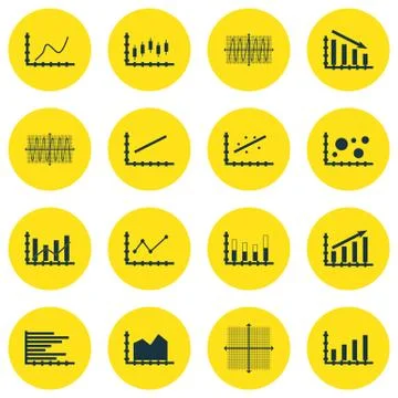 Set Of Graphs, Diagrams And Statistics Icons. Premium Quality Symbol Collecti Stock Illustration