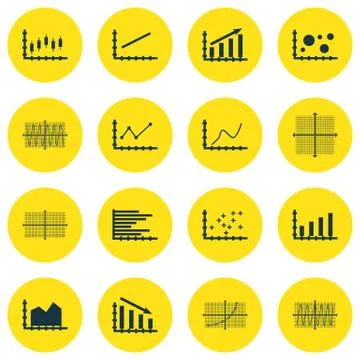 Set Of Graphs, Diagrams And Statistics Icons. Premium Quality Symbol Collecti Stock Illustration