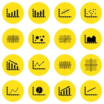 Set Of Graphs, Diagrams And Statistics Icons. Premium Quality Symbol Collecti Stock Illustration