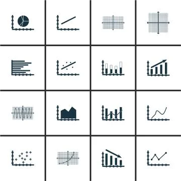 Set Of Graphs, Diagrams And Statistics Icons. Premium Quality Symbol Collecti Stock Illustration