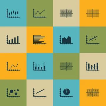 Set Of Graphs, Diagrams And Statistics Icons. Premium Quality Symbol Collecti Stock Illustration
