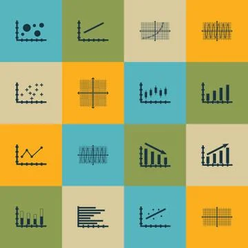 Set Of Graphs, Diagrams And Statistics Icons. Premium Quality Symbol Collecti Stock Illustration