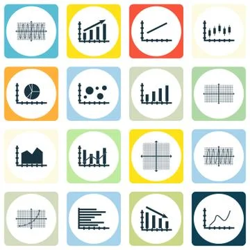 Set Of Graphs, Diagrams And Statistics Icons. Premium Quality Symbol Collecti Stock Illustration