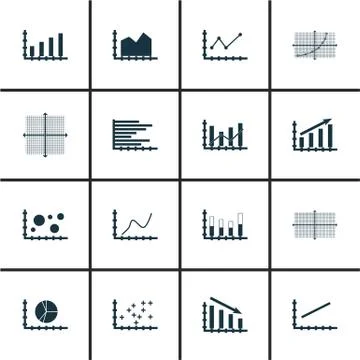 Set Of Graphs, Diagrams And Statistics Icons. Premium Quality Symbol Collecti Stock Illustration