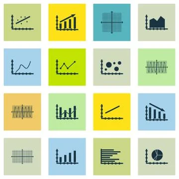 Set Of Graphs, Diagrams And Statistics Icons. Premium Quality Symbol Collecti Stock Illustration