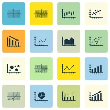 Set Of Graphs, Diagrams And Statistics Icons. Premium Quality Symbol Collecti Stock Illustration