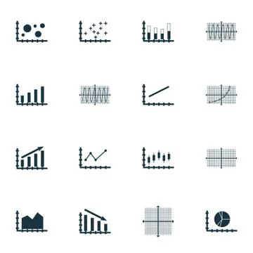 Set Of Graphs, Diagrams And Statistics Icons. Premium Quality Symbol Collecti Stock Illustration