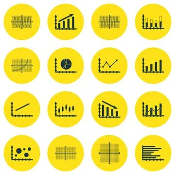 Set Of Graphs, Diagrams And Statistics Icons. Premium Quality Symbol Collecti Stock Illustration