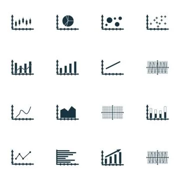 Set Of Graphs, Diagrams And Statistics Icons. Premium Quality Symbol Collecti Stock Illustration