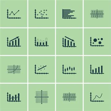 Set Of Graphs, Diagrams And Statistics Icons. Premium Quality Symbol Collecti Stock Illustration