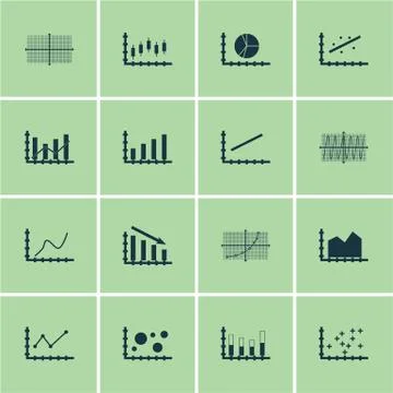 Set Of Graphs, Diagrams And Statistics Icons. Premium Quality Symbol Collecti Stock Illustration